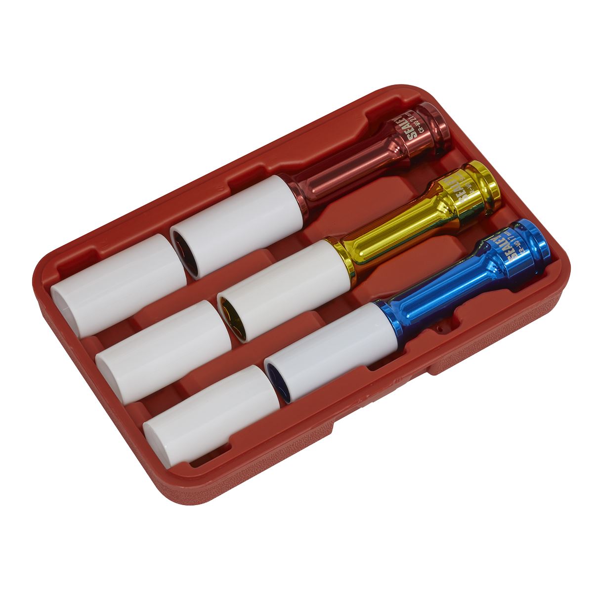 Sealey SX031D Alloy Wheel Long Reach Impact Socket Set 3pc 1/2"Sq Drive Sealey