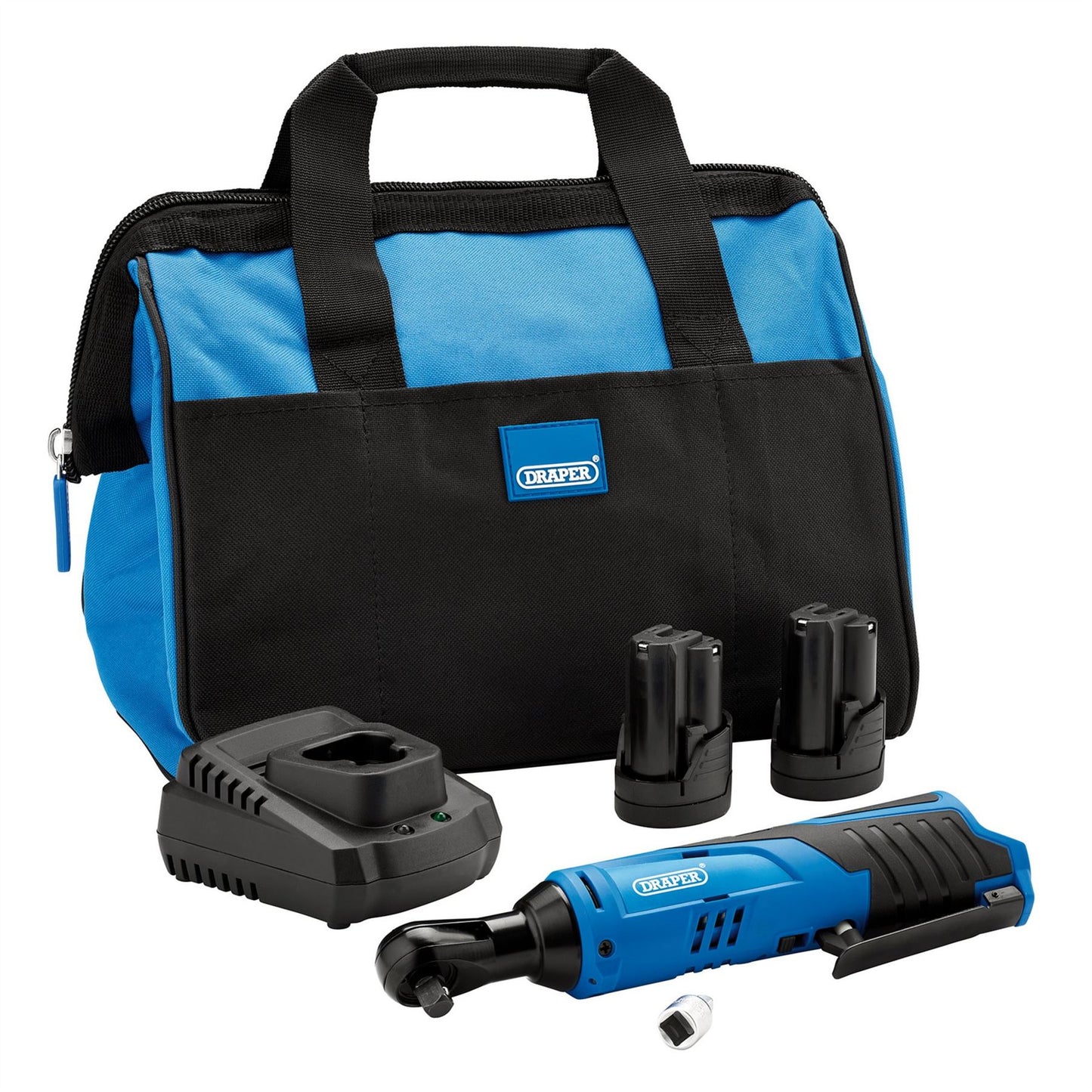 Draper 23649 12V Ratchet Kit 2 x 1.5Ah Batteries 1 x Fast Charger 1 x Tool bag Draper