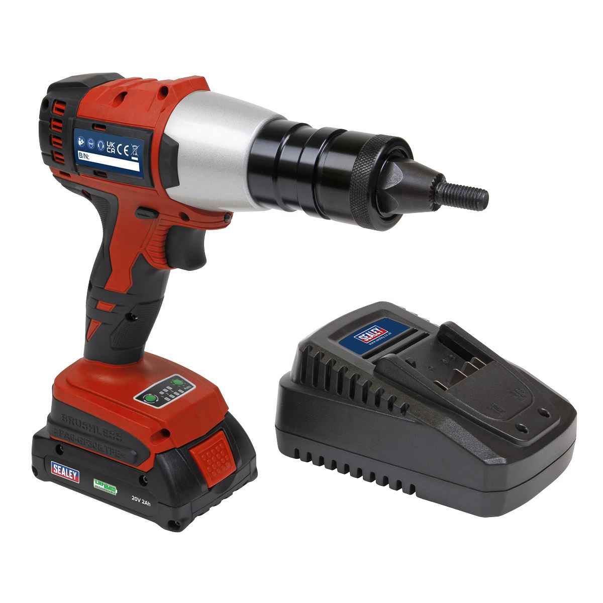 Sealey CP316 Brushless Cordless Nut Riveter 20V 2Ah Lithium-ion Sealey