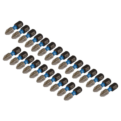 Draper 05689 Expert PZ-Type Impact Screwdriver Bits No.2 x 25mm 1/4" Hex Pack of 25 Draper