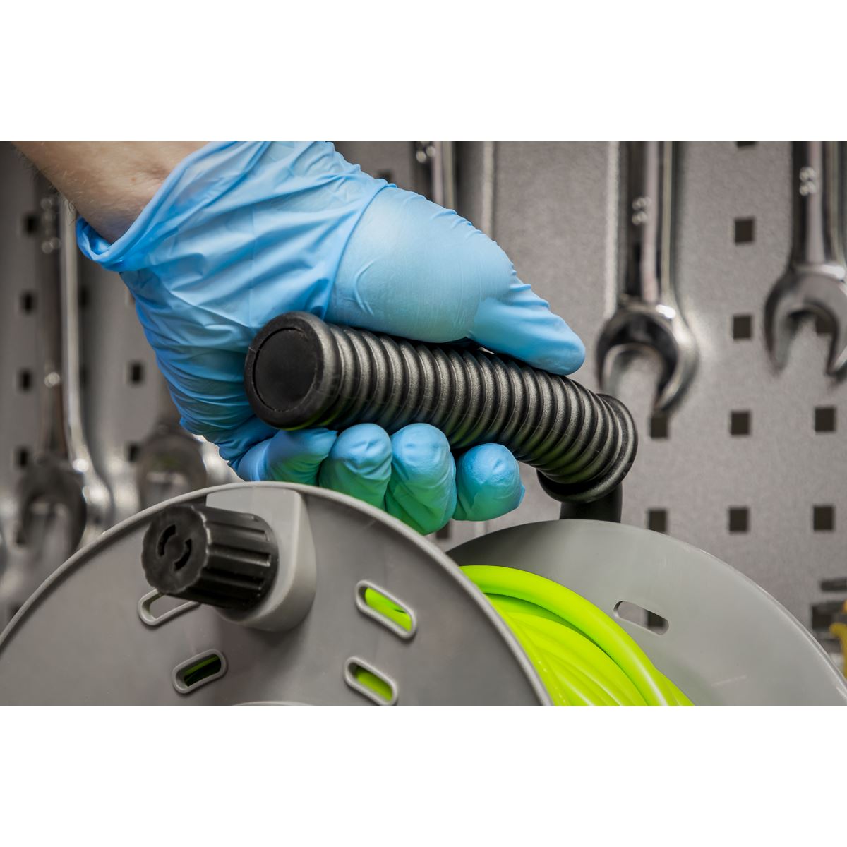 Sealey BCR25G Cable Reel with Thermal Trip 4 x 230V Sockets 25m - Green Sealey