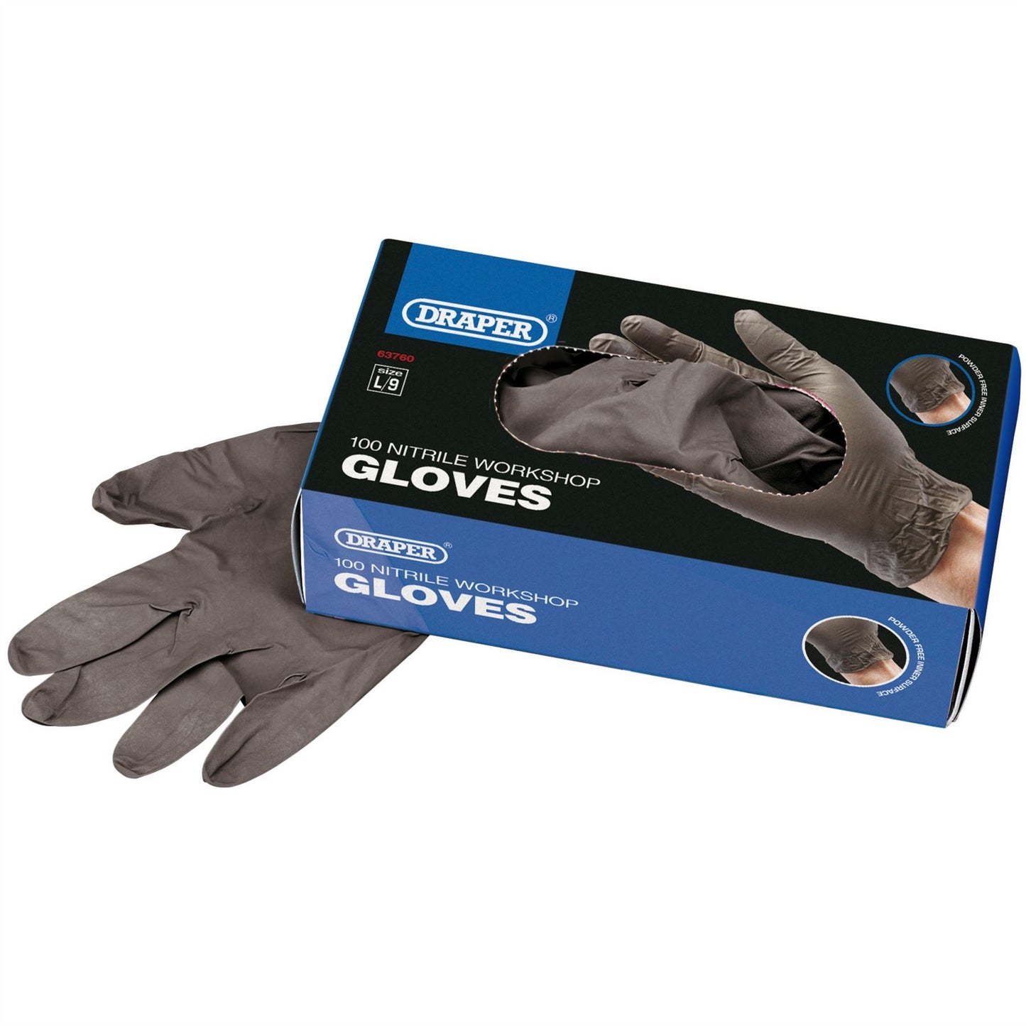 Draper 63760 Workshop Nitrile Gloves Box of 100 Draper