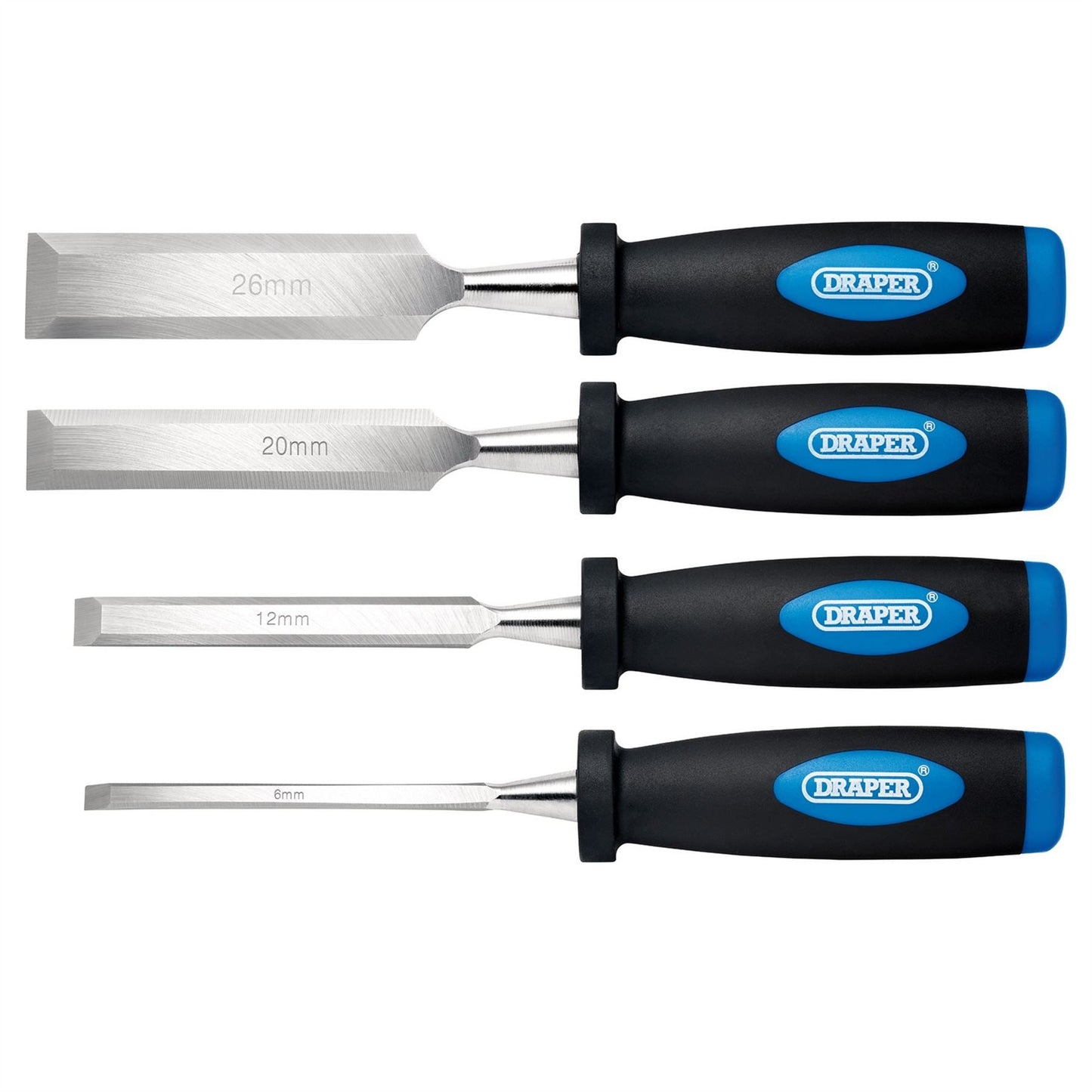 Draper 83351 Soft Grip Bevel Edge Wood Chisel Set 4 Piece Draper