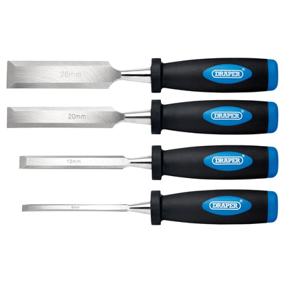 Draper 83351 Soft Grip Bevel Edge Wood Chisel Set 4 Piece Draper
