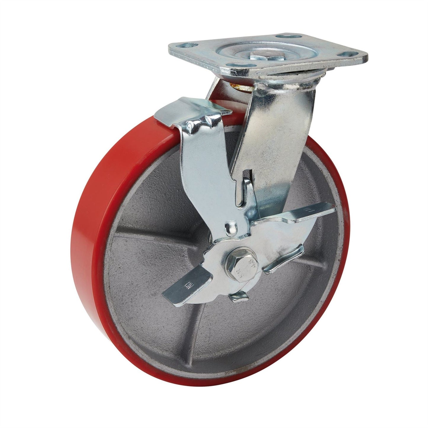 Draper 65533 Swivel Plate Fixing Heavy Duty Polyurethane Wheel with Brake 200mm Diameter S.W.L. 500kg Draper