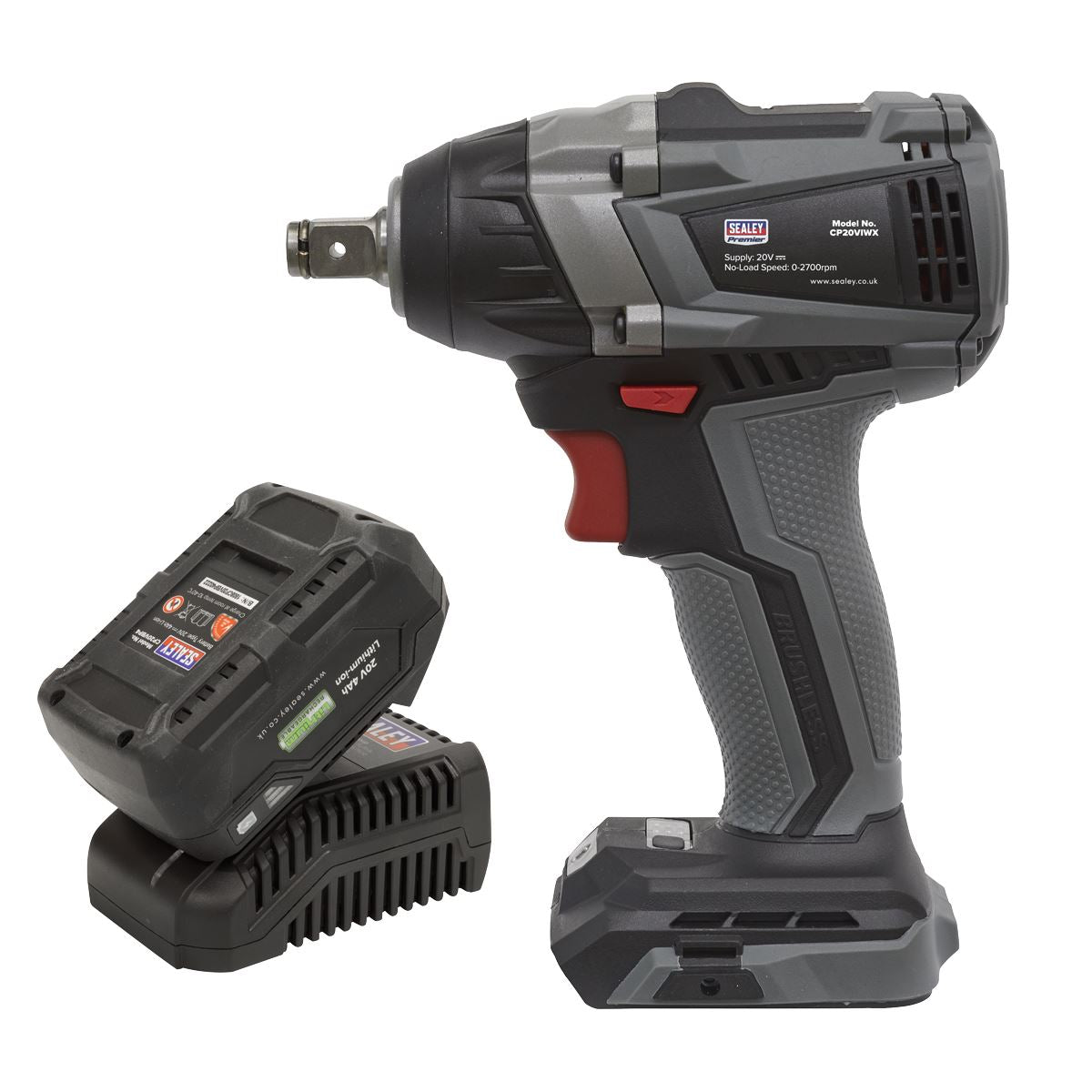 Sealey CP20VIWXKIT1 Brushless Impact Wrench Kit 1/2"Sq Drive 20V SV20 Series 350Nm 4Ah Sealey