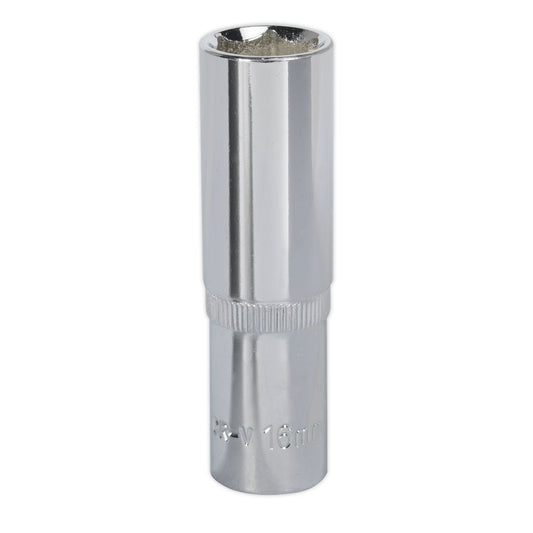 Sealey SP1216D WallDrive® Socket 16mm Deep 1/2"Sq Drive Fully Polished Sealey