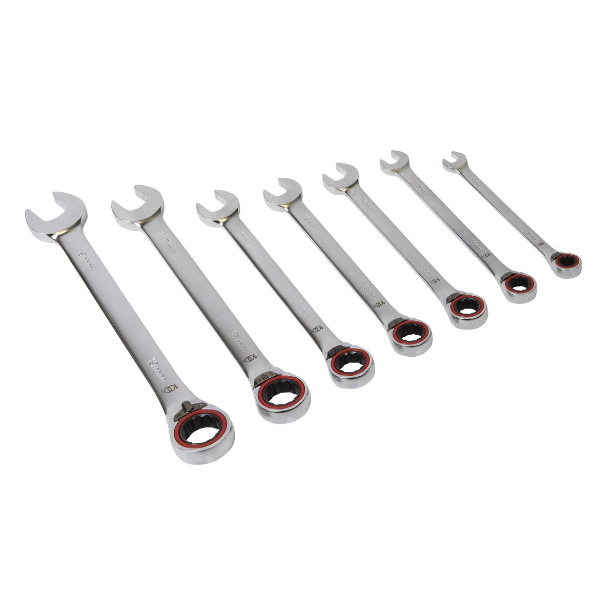Sealey AK63945 Reversible Ratchet Combination Spanner Set 7pc Metric Premier Platinum Sealey