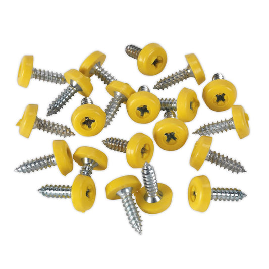 Sealey PTNP2 Numberplate Screw Plastic Enclosed Head 4.8 x 18mm Yellow Pack of 50 Sealey