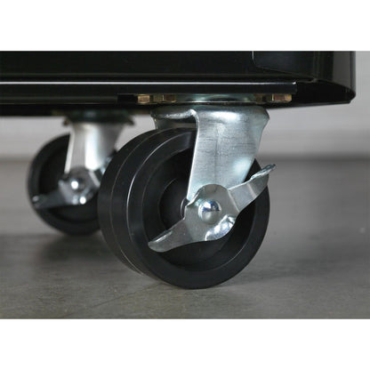 Sealey AP28COMBO2BR Retro Style Topchest Mid-Box Tool Chest & Rollcab Combination 10 Drawer - Black with Red Anodised Drawer Pulls Sealey