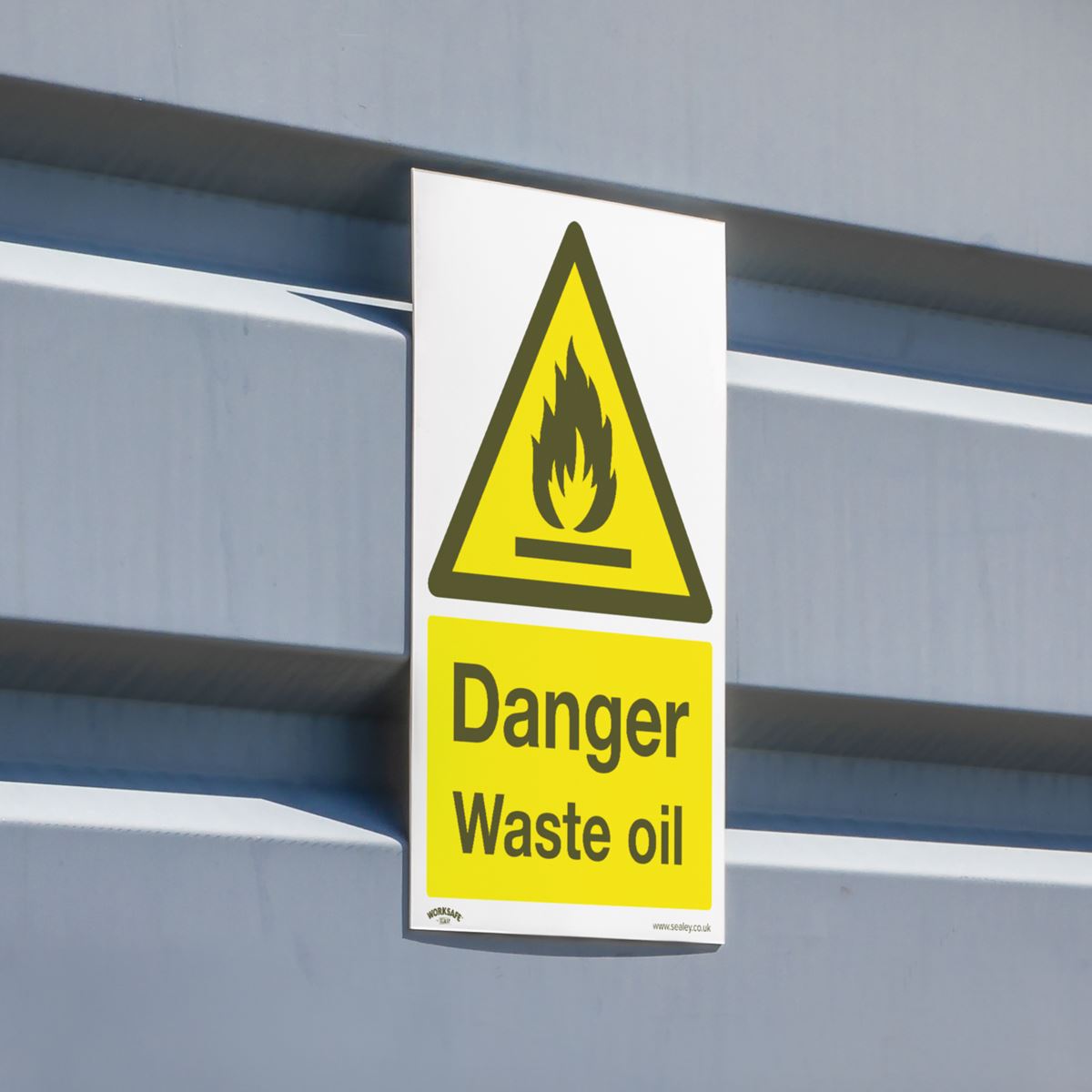 Sealey SS60P1 Warning Safety Sign - Danger Waste Oil - Rigid Plastic Sealey