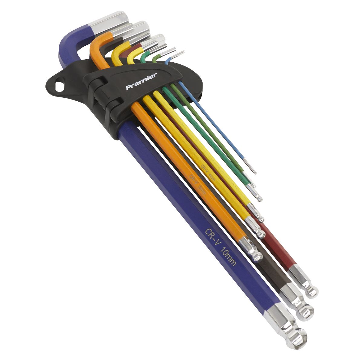 Sealey AK7191 Ball-End Hex Key Set 9pc Colour-Coded Extra-Long Metric Sealey