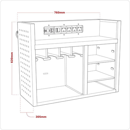 Sealey AP30SRBE Power Tool Storage Rack with Power Strip Sealey