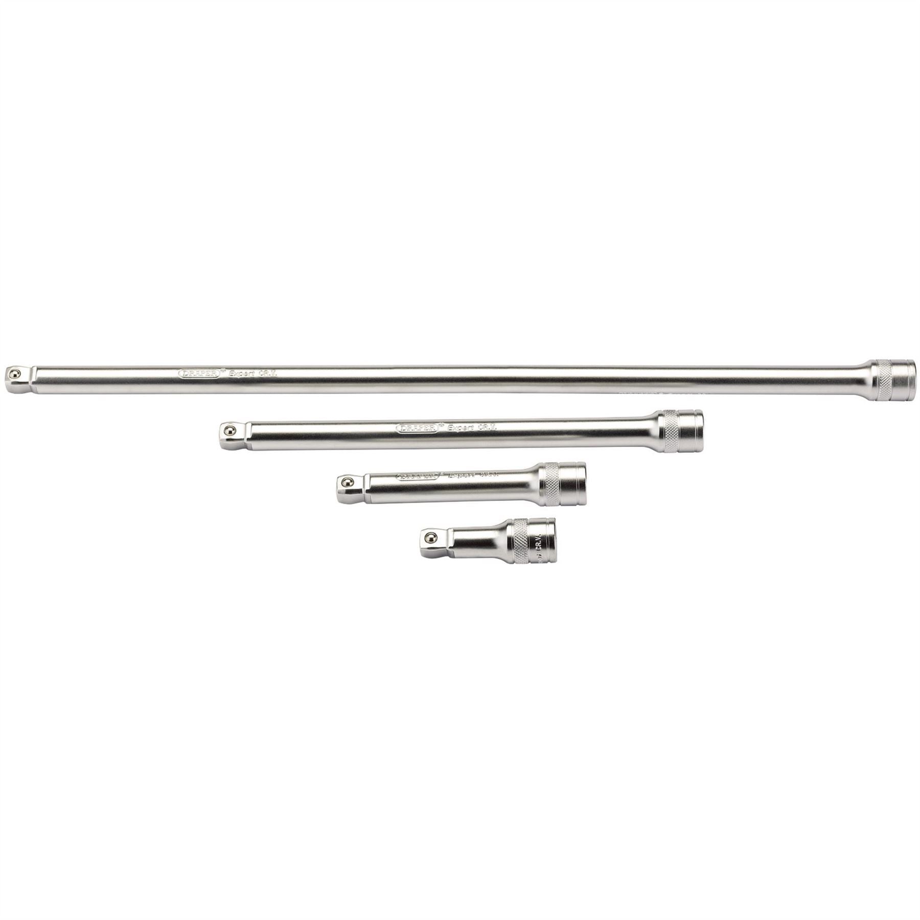 Draper 16770 Wobble Extension Bar Set 1/2" Sq. Dr. Micro Satin Chrome 4 Piece Draper