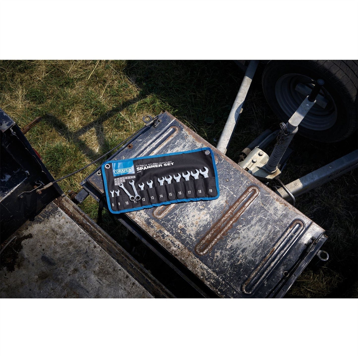Draper 27982 HI-TORQ® Metric Stubby Flexible Head Ratchet Combination Spanner Set 8 Piece Draper