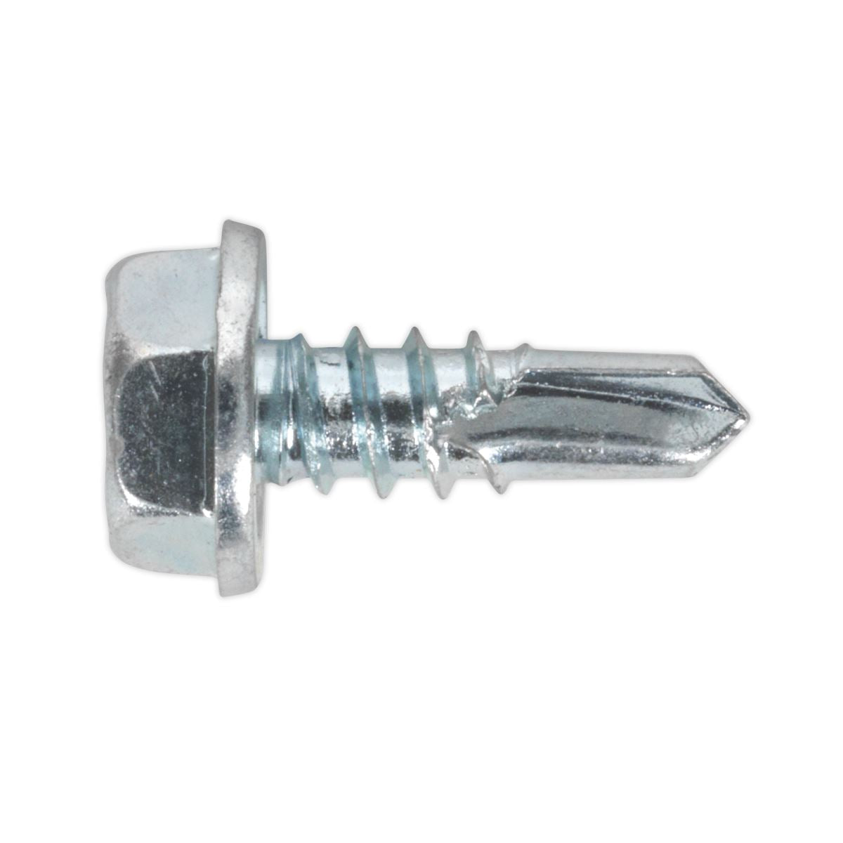 Sealey SDHX4813 Self-Drilling Screw 4.8 x 13mm Hex Head Zinc Pack of 100 Sealey