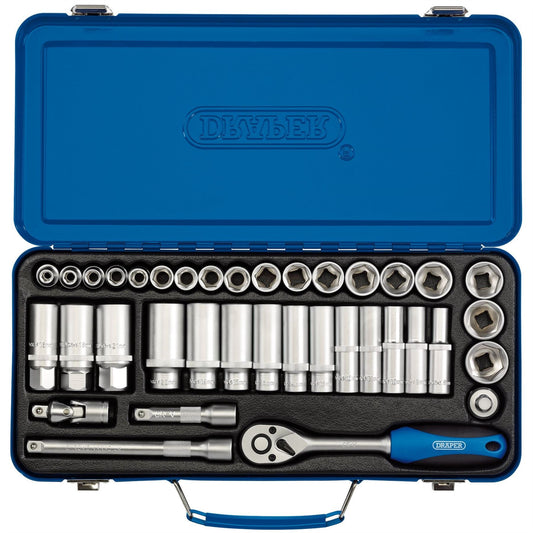 Draper 16367 Metric Socket Set 3/8" Sq. Dr. 37 Piece Draper