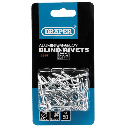 Draper 13555 Blind Rivets 3.2 x 10.8mm 50 Piece Draper