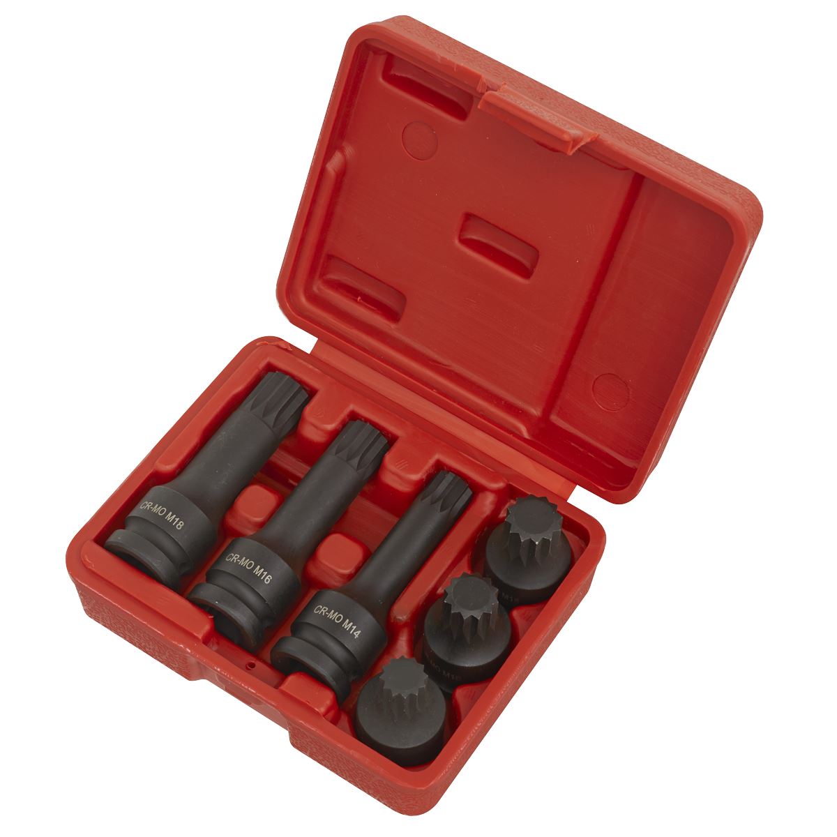 Sealey SX052 Impact Spline Socket Bit Set 6pc 1/2"Sq Drive Sealey