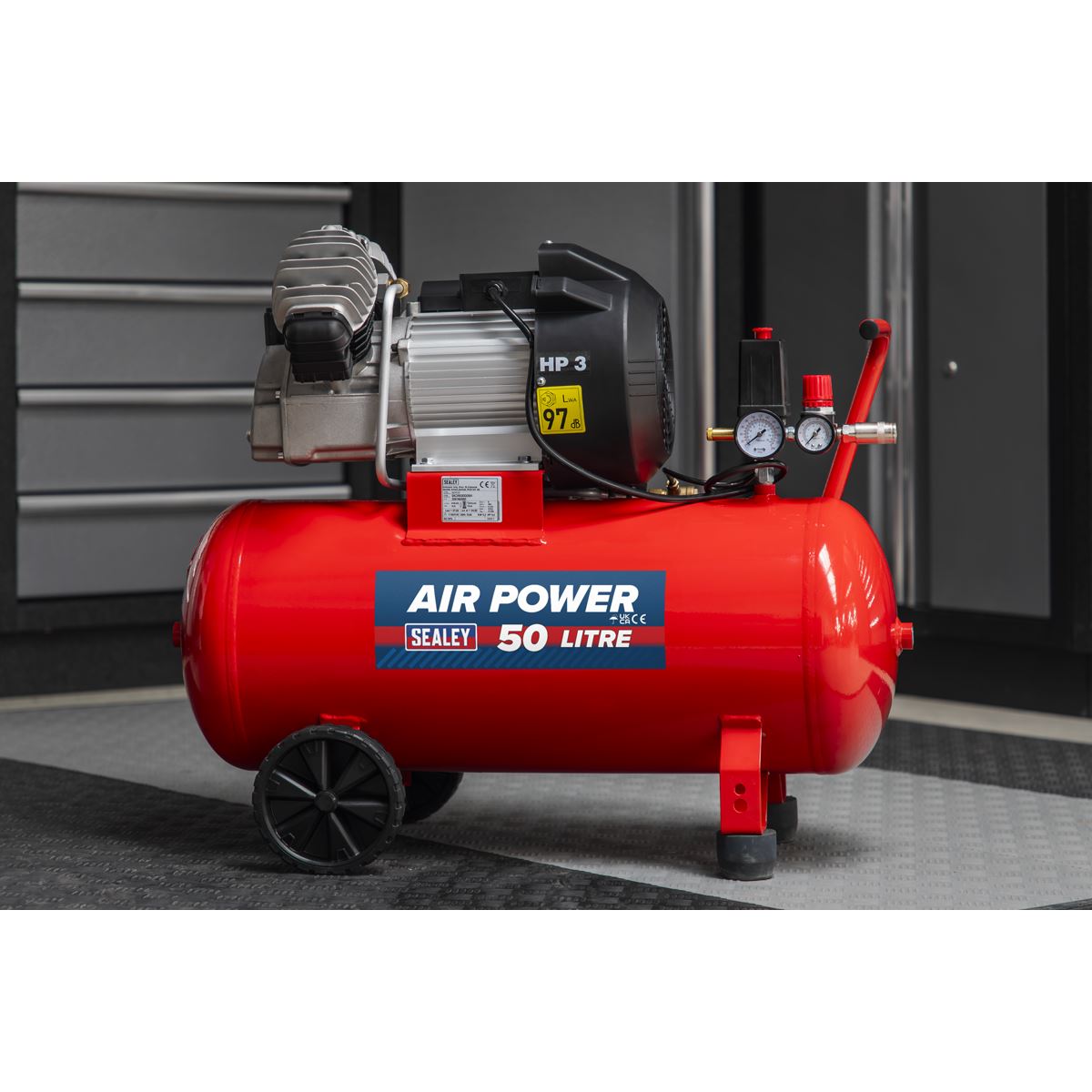 Sealey SAC05030 Air Compressor 50L V-Twin Direct Drive 3hp Sealey