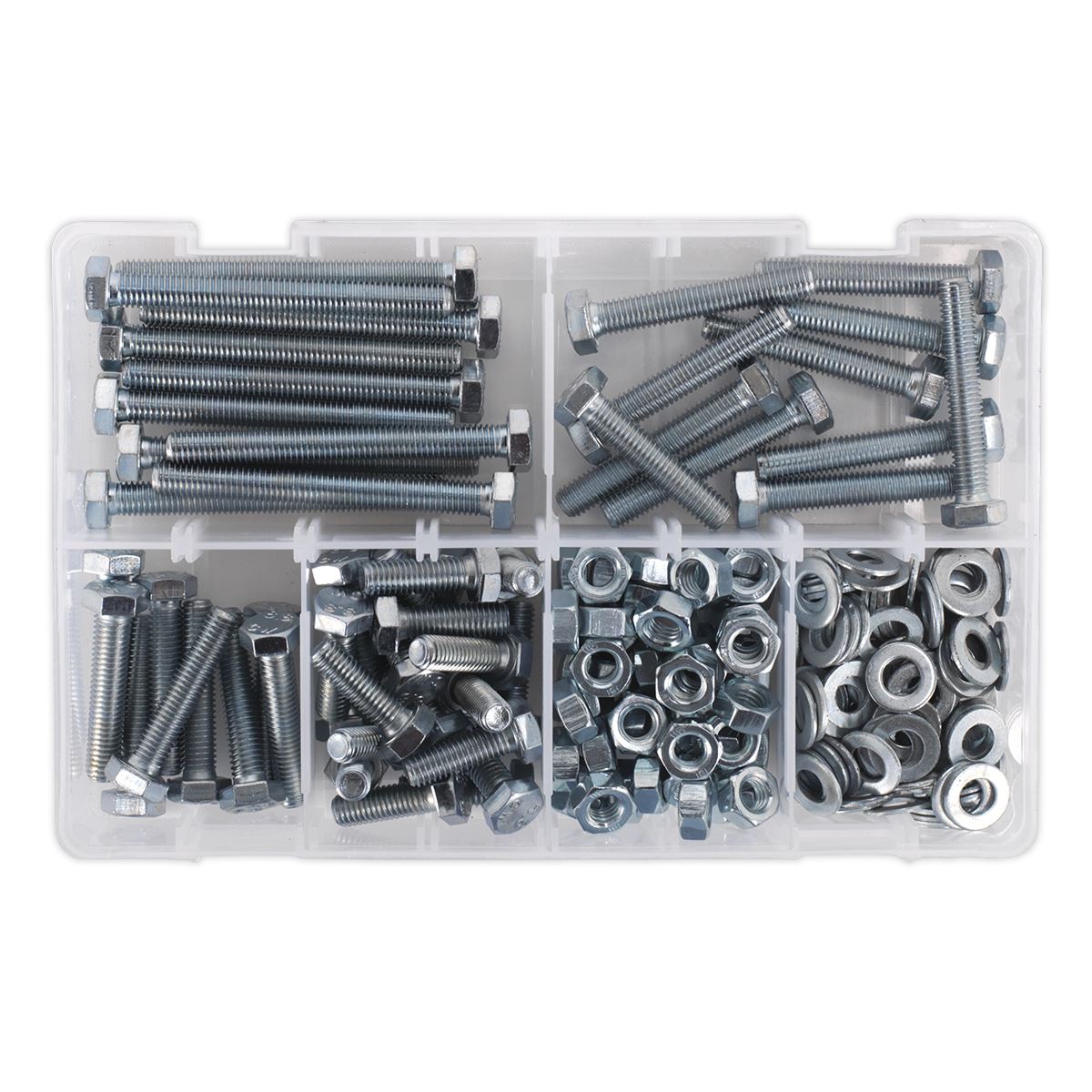 Sealey AB051SNW Setscrew Nut & Washer Assortment 220pc High Tensile M8 Metric Sealey