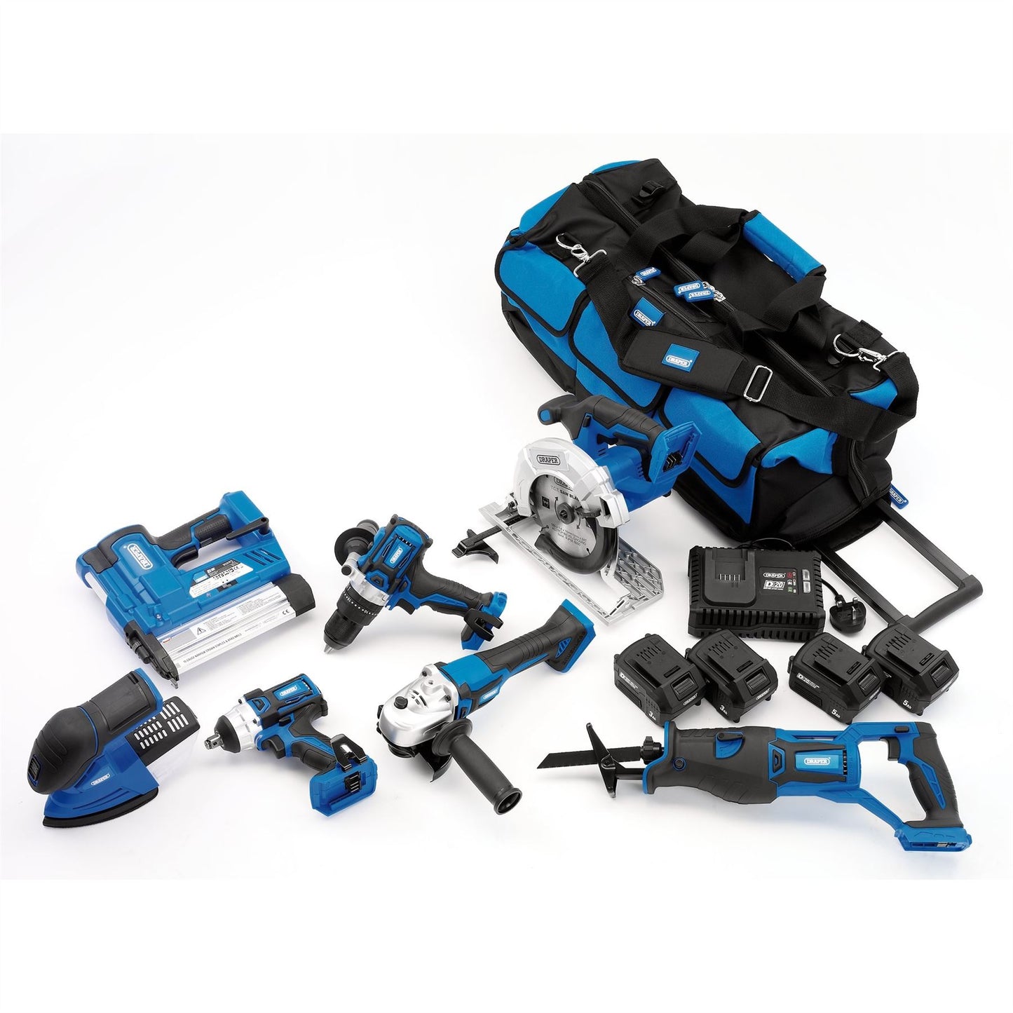 Draper 90473 D20 20V Jumbo Kit 7 x Power Tools 2 x Batteries 1 x Charger 1 x Tool Bag Draper