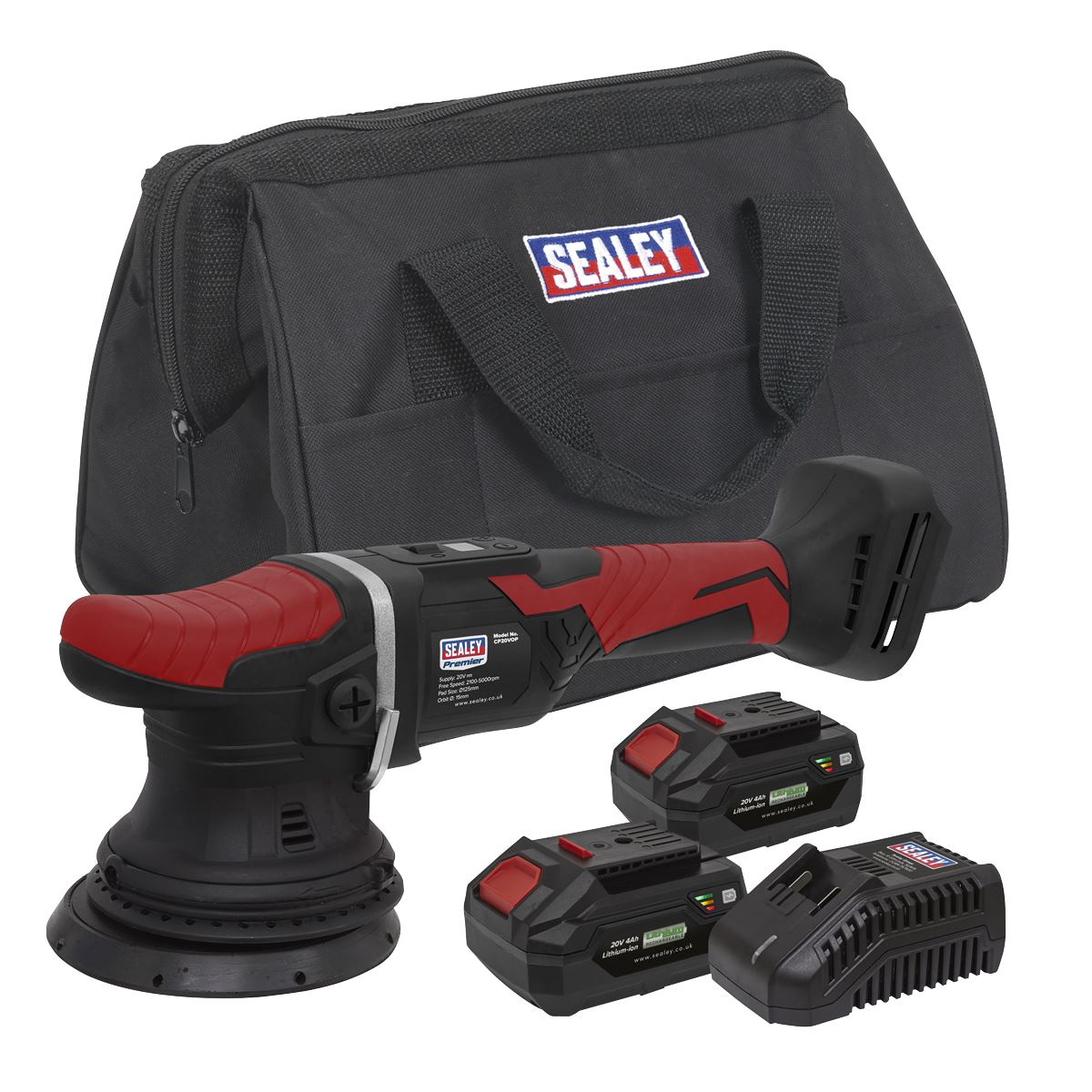 Sealey CP20VOPKIT2 Cordless Orbital Polisher Kit 20V 4Ah SV20 Series Ø125mm - 2 Batteries Sealey