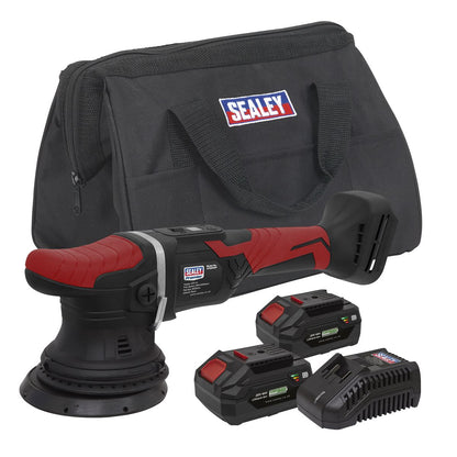 Sealey CP20VOPKIT2 Cordless Orbital Polisher Kit 20V 4Ah SV20 Series Ø125mm - 2 Batteries Sealey