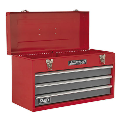 Sealey AP9243BBCOMBO Portable Tool Chest 3 Drawer with Ball-Bearing Slides - Red/Grey & 93pc Tool Kit Sealey