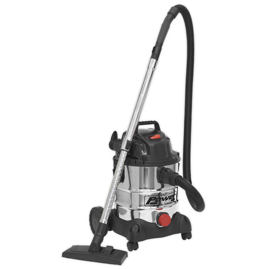 Sealey PC200SD Vacuum Cleaner Industrial Wet & Dry 20L 1250W/230V Stainless Drum Sealey