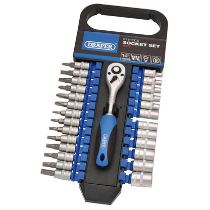 Draper 16370 Metric Socket Set 1/4" Sq. Dr. 27 Piece Draper