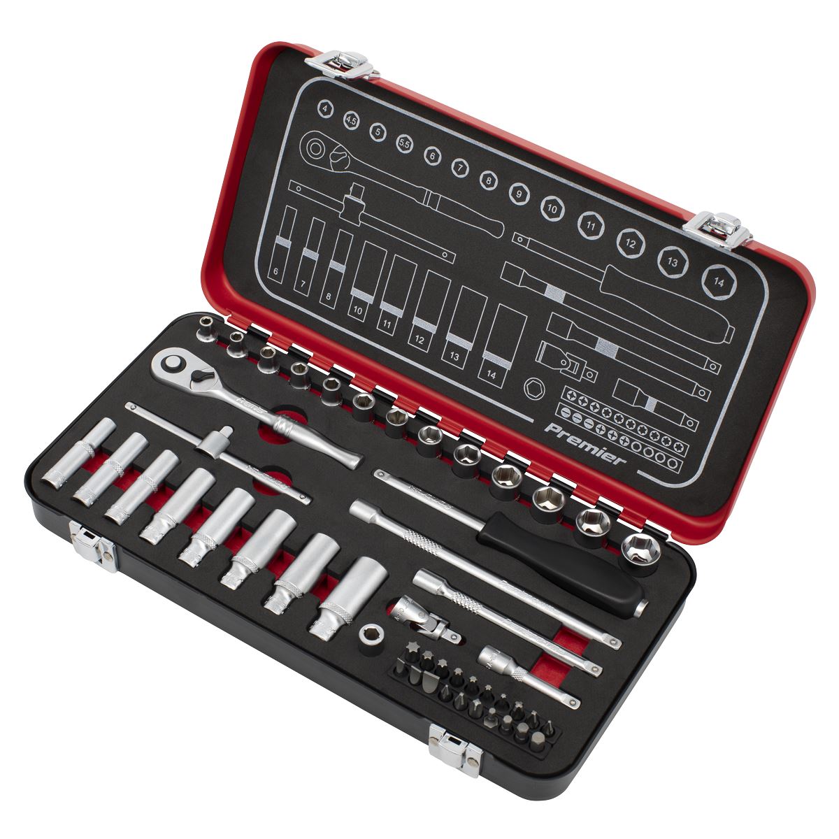 Sealey AK7920 Socket Set 49pc 1/4"Sq Drive Premier Platinum Sealey