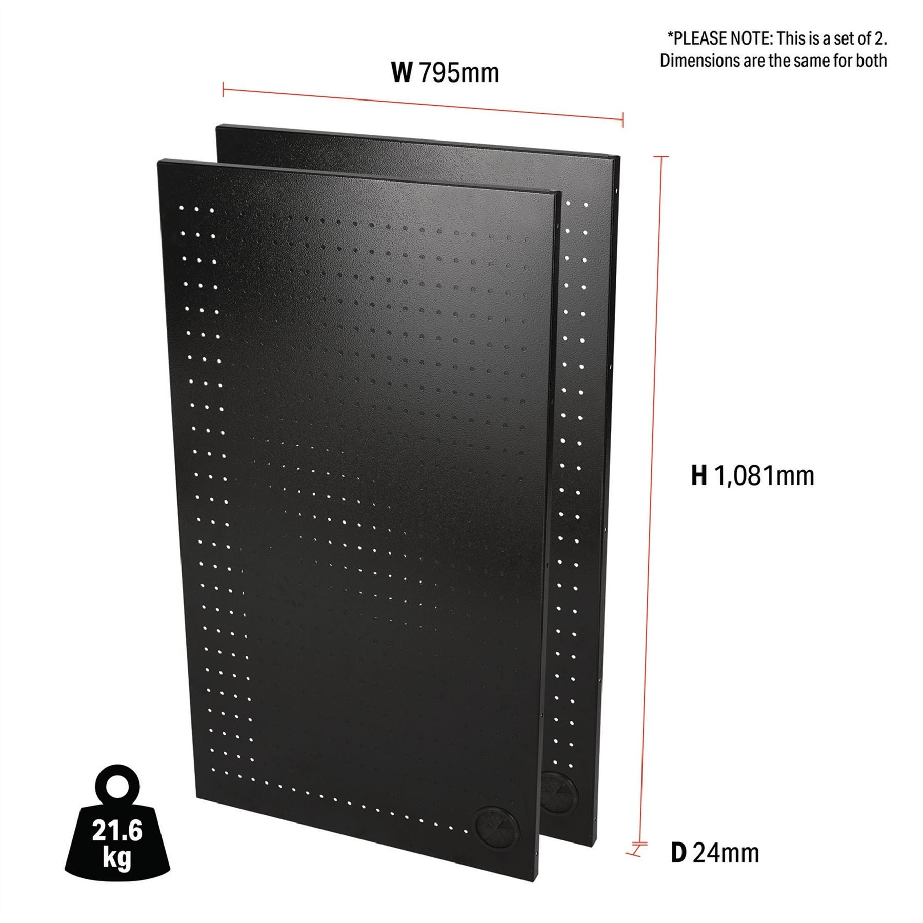 Draper 33212 BUNKER® Modular Corner Unit Back Panels/Pegboards 795mm Pair Draper