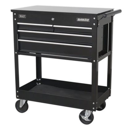 Sealey AP850MB Heavy-Duty Mobile Tool & Parts Trolley with 4 Drawers & Lockable Top - Black Sealey