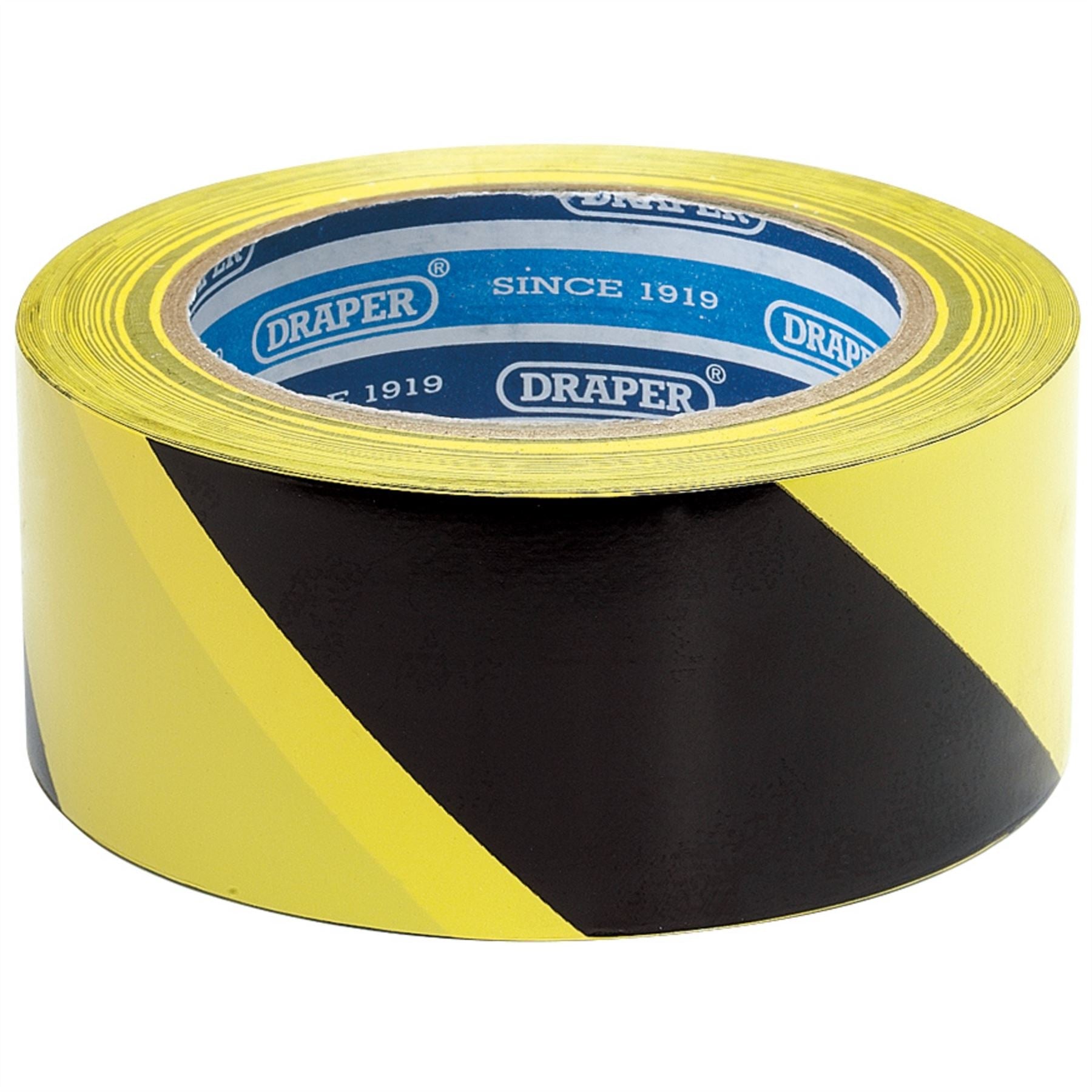 Draper 63382 Adhesive Hazard Tape Roll 33m x 50mm Black and Yellow Draper