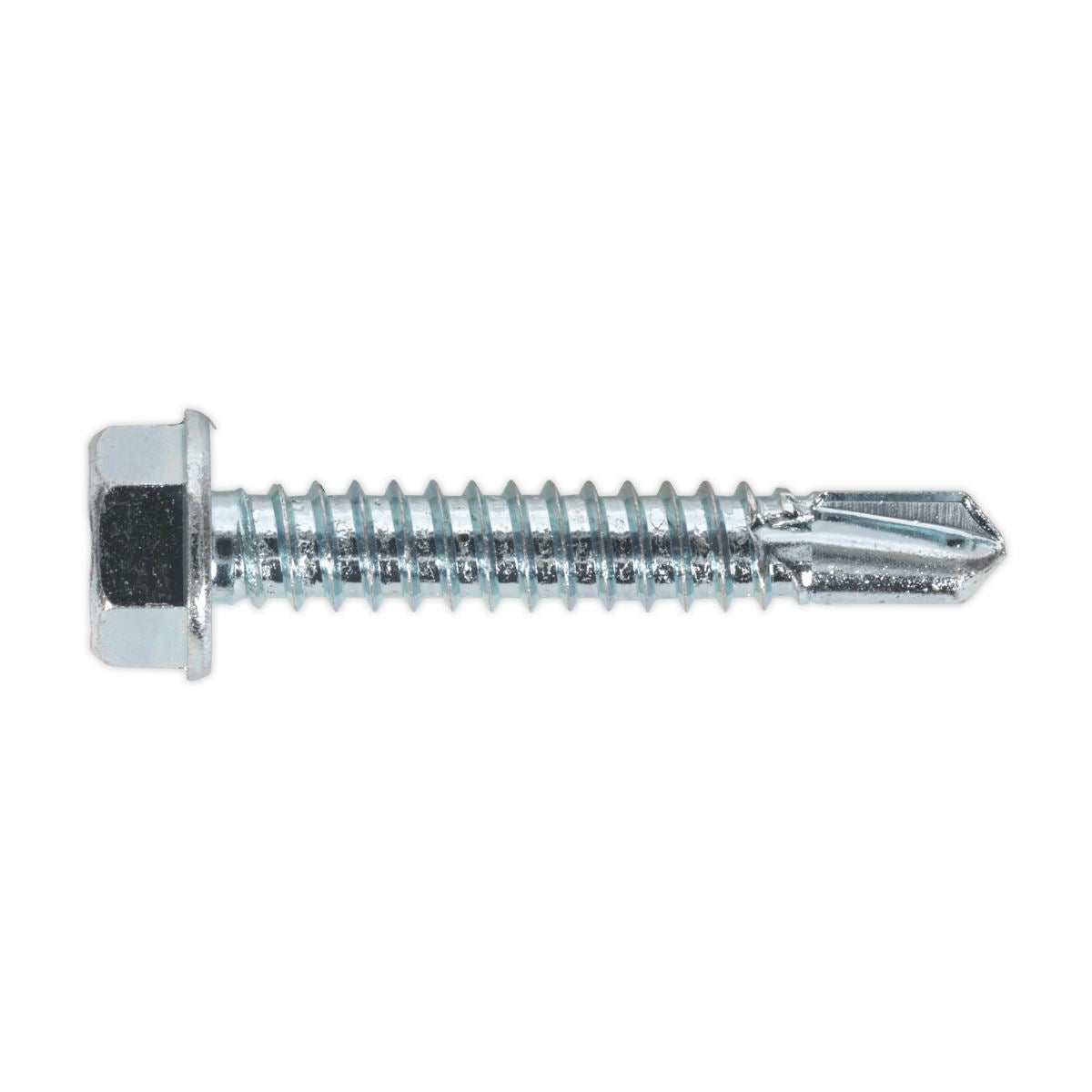 Sealey SDHX6338 Self-Drilling Screw 6.3 x 38mm Hex Head Zinc Pack of 100 Sealey