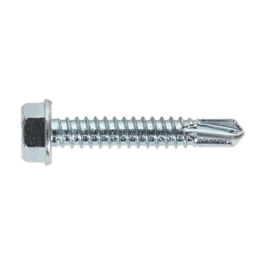 Sealey SDHX6338 Self-Drilling Screw 6.3 x 38mm Hex Head Zinc Pack of 100 Sealey