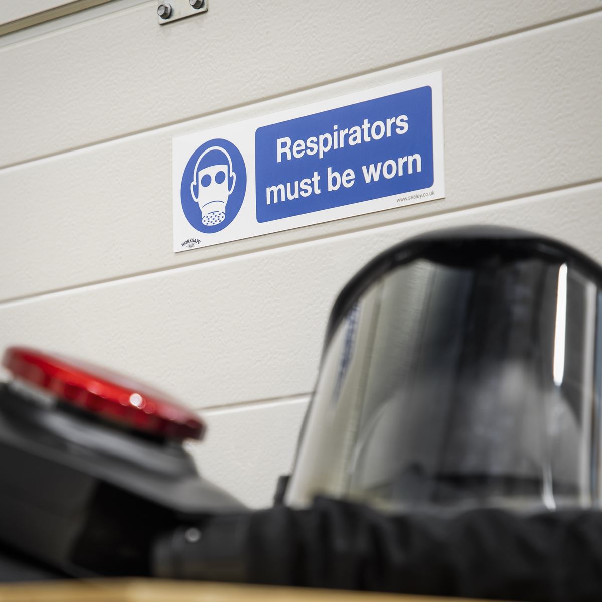 Sealey SS56V1 Mandatory Safety Sign - Respirators Must Be Worn - Self-Adhesive Vinyl Sealey