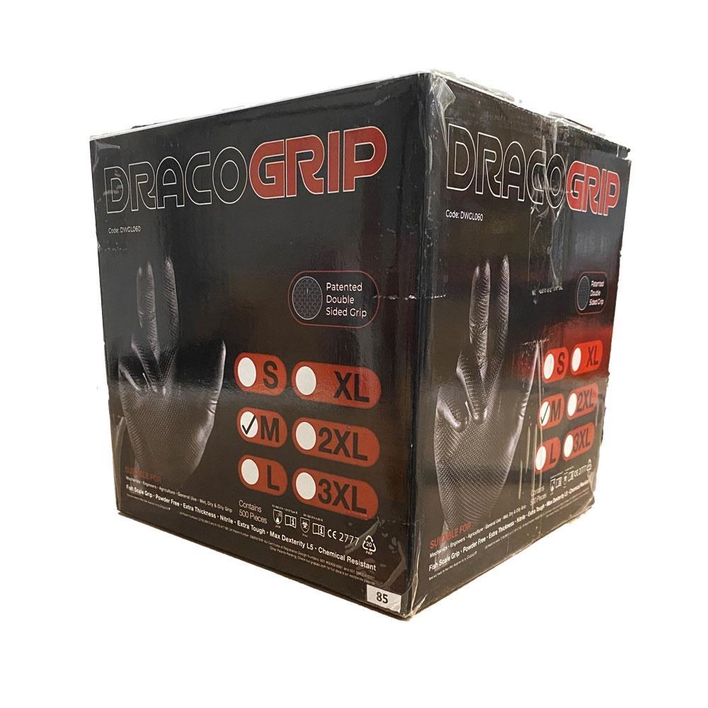 Draco Grip Extra Thick Black Nitrile Disposable Gloves 6mil – Box of 50 Draco