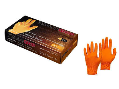 Draco Grip Extra Thick 6mil Orange Nitrile Disposable Gloves – Box of 50 Draco