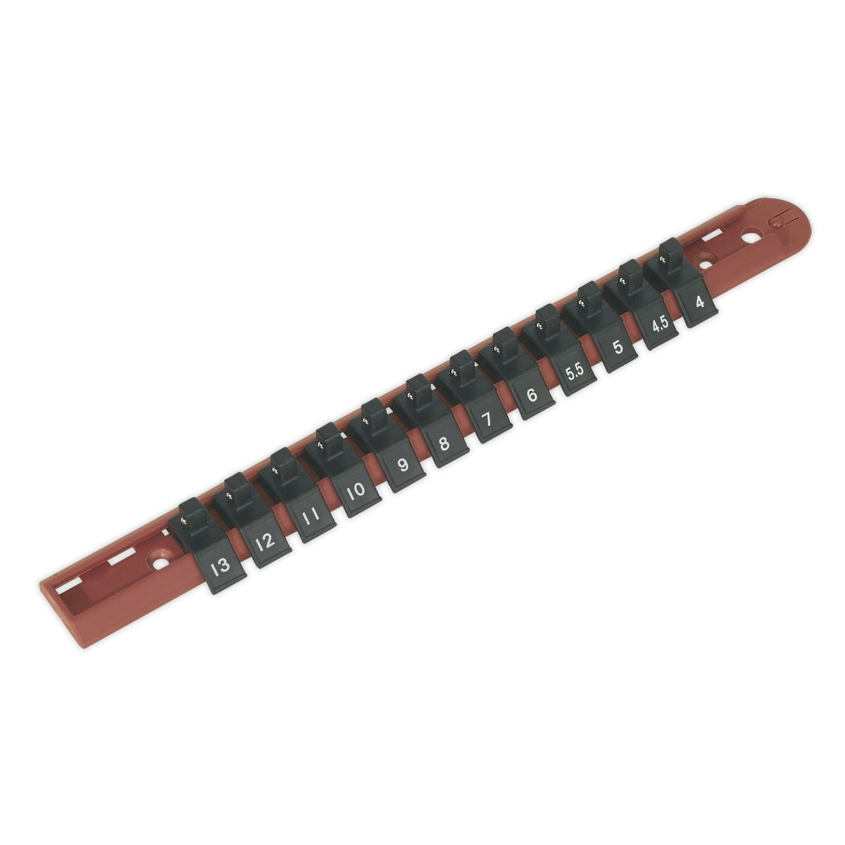 Sealey AK1412 Socket Retaining Rail with 12 Clips 1/4"Sq Drive Sealey