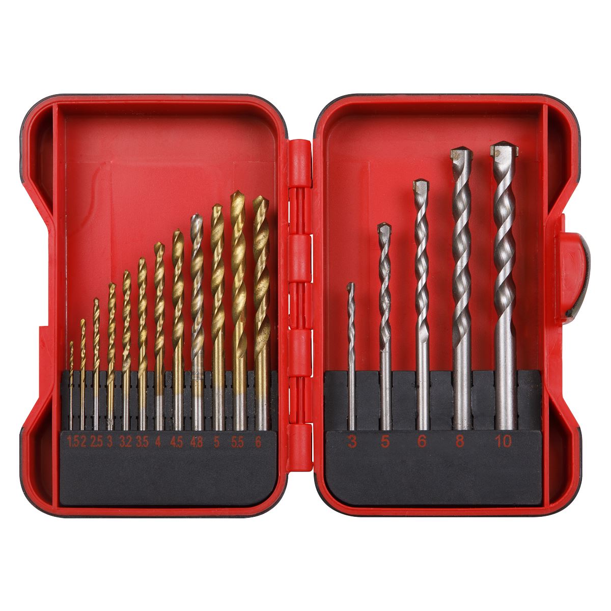 Sealey AK3717TCM HSS/Masonry Drill Bit Set 17pc Sealey