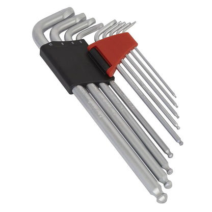 Sealey AK7180 Ball-End Hex Key Set 9pc Extra-Long Lock-On™ - Metric Sealey