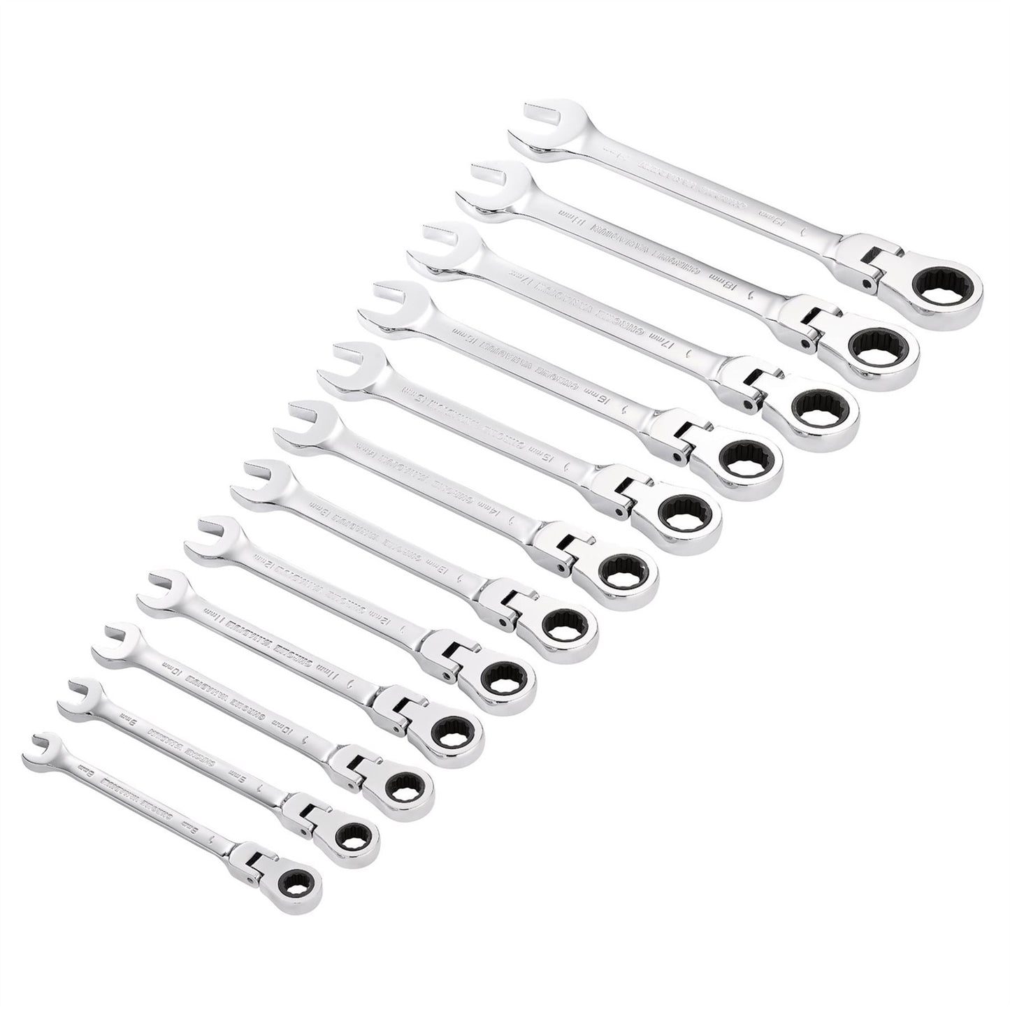 Draper 27733 HI-TORQ® Metric Flexible Head Ratchet Combination Spanner Set 12 Piece Draper