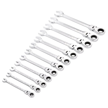Draper 27733 HI-TORQ® Metric Flexible Head Ratchet Combination Spanner Set 12 Piece Draper