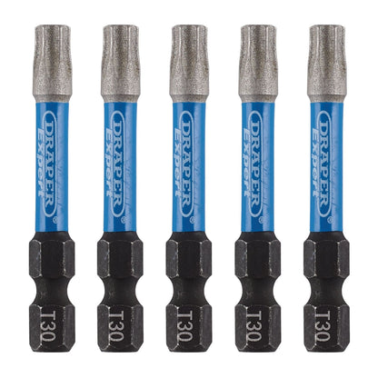 Draper 05656 Expert TX-STAR® Impact Screwdriver Bits T30 x 50mm 1/4" Hex Pack of 5 Draper