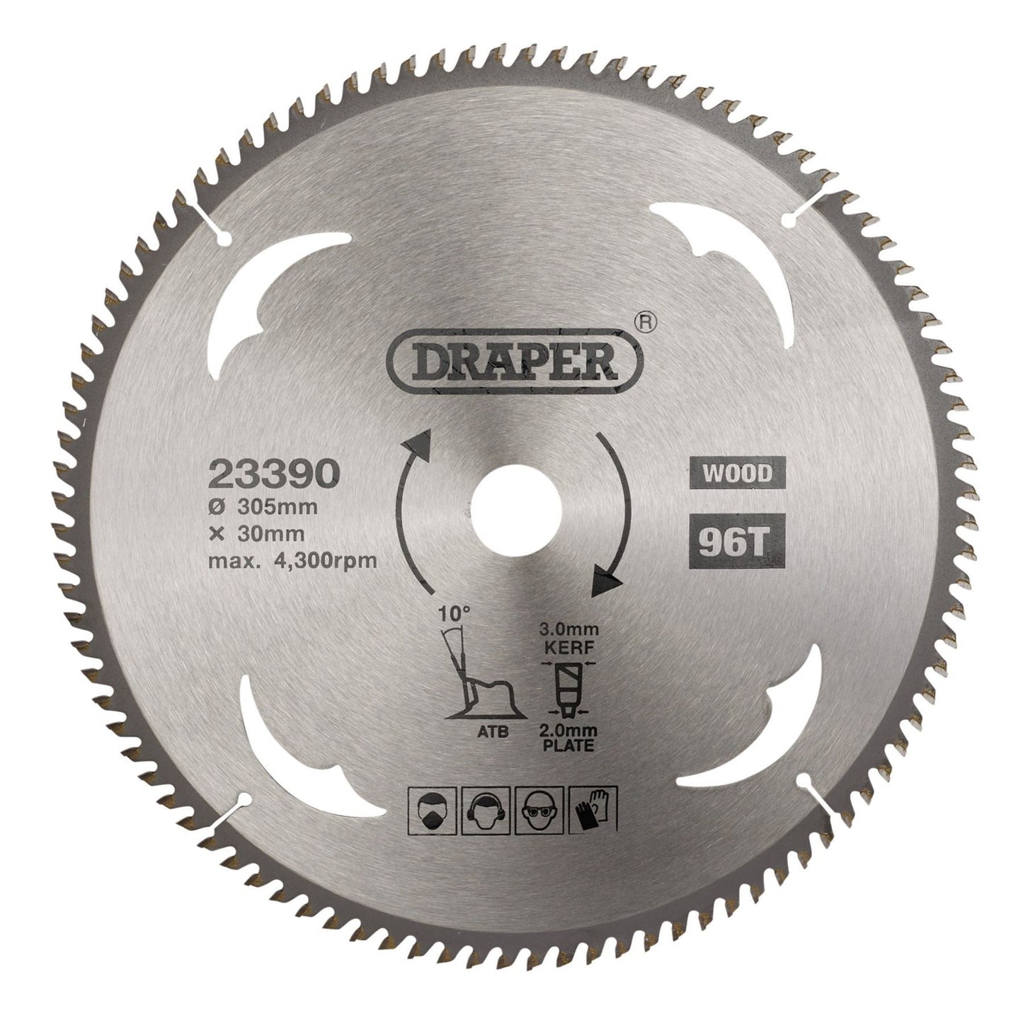 Draper 23390 TCT Circular Saw Blade for Wood 305 x 30mm 96T Draper