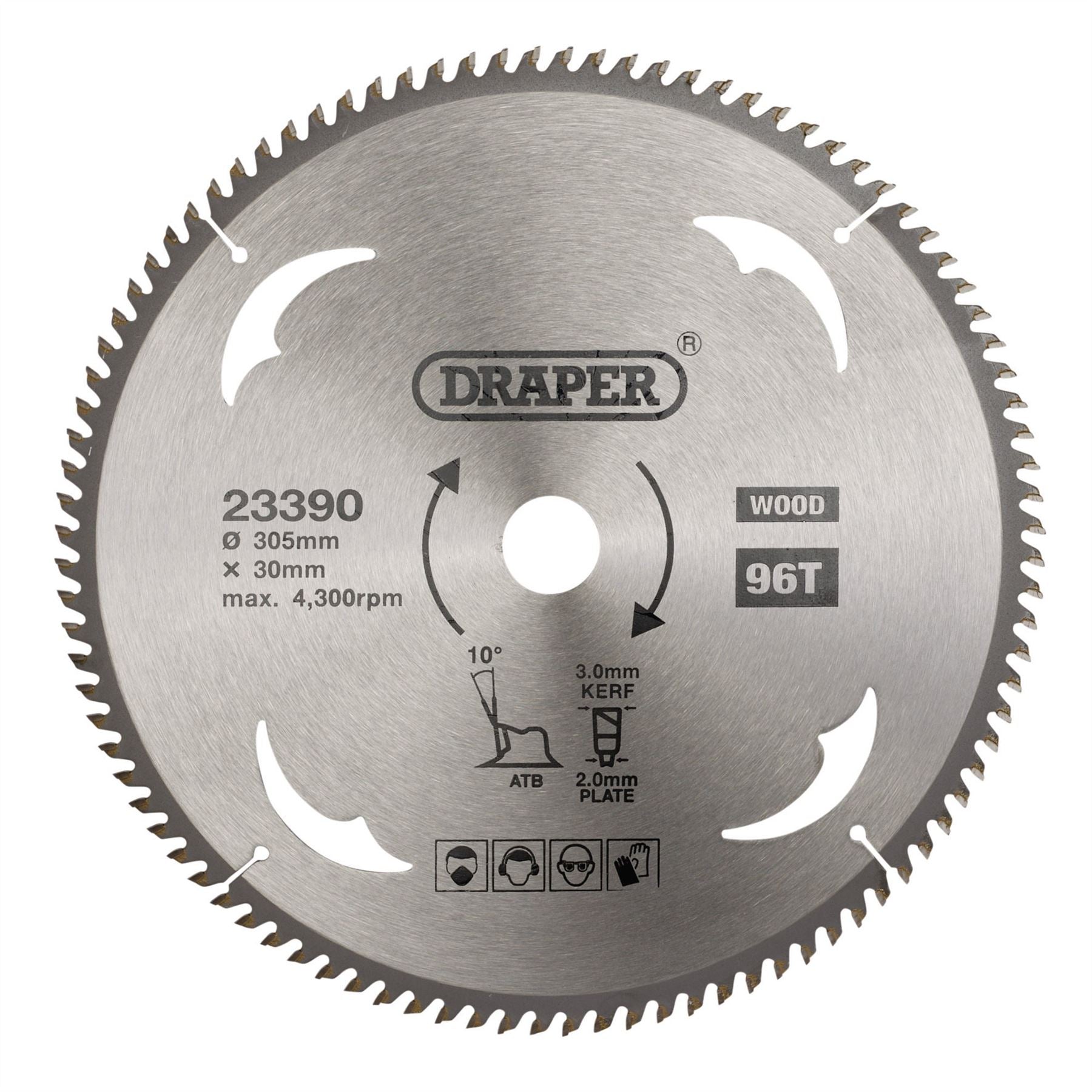 Draper 23390 TCT Circular Saw Blade for Wood 305 x 30mm 96T Draper