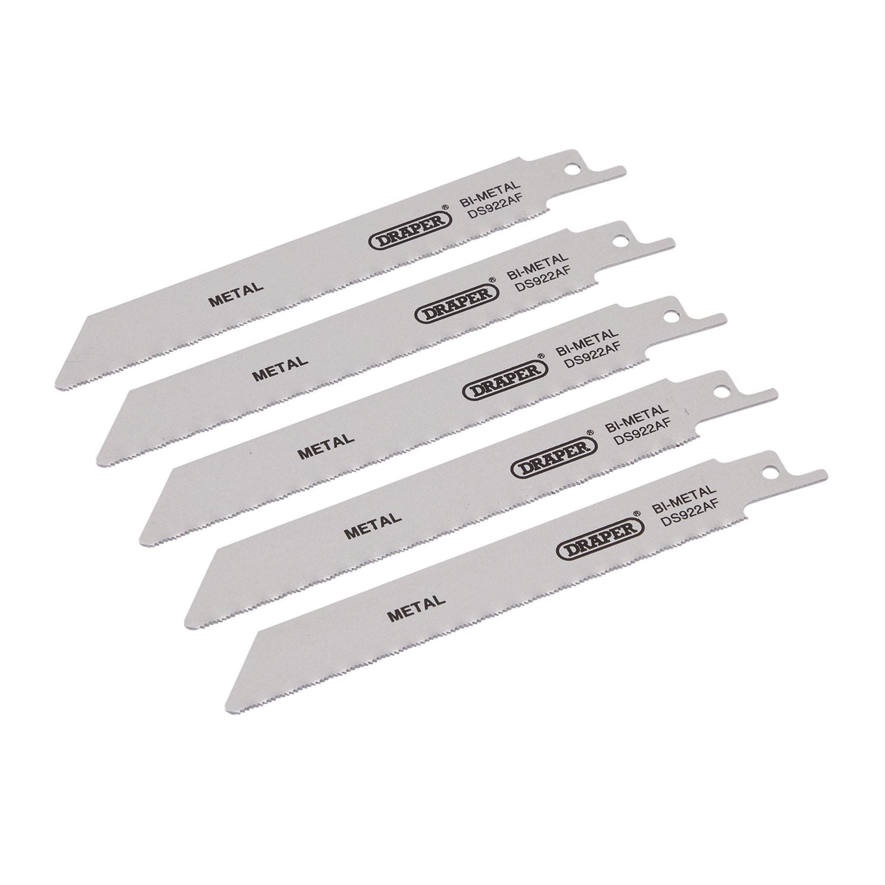Draper 43444 Bi-metal Reciprocating Saw Blades for Metal Cutting 150mm 24tpi Pack of 5 Draper