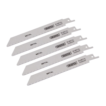 Draper 43444 Bi-metal Reciprocating Saw Blades for Metal Cutting 150mm 24tpi Pack of 5 Draper